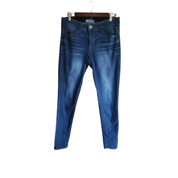 Democracy Ab Solution Dark Wash Mid-rise Skinny Jeans w/ Wiskering Womens size 8 - Picture 1 of 5